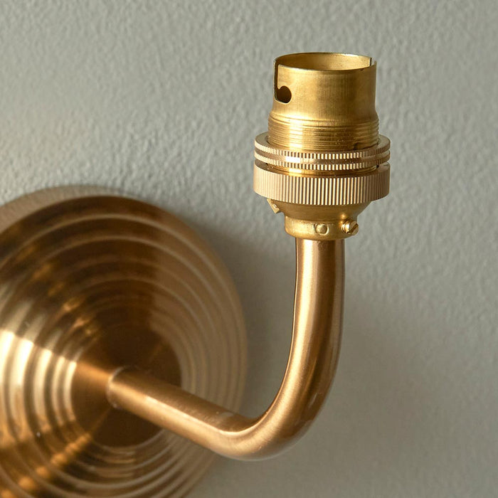 Obelisk Arc And Leaf 20cm Pearl Grey Shade Wall Light In Brushed Aged Brass