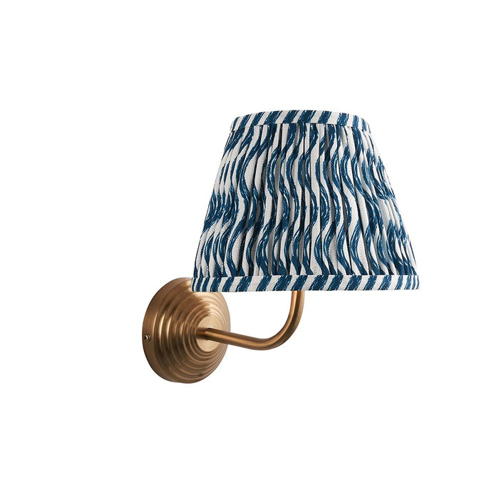 Obelisk Arc And Ripple 20cm Marlin Blue Shade Wall Light In Brushed Aged Brass