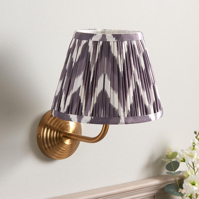Obelisk Arc And Zigzag 20cm Pearl Grey Shade Wall Light In Brushed Aged Brass