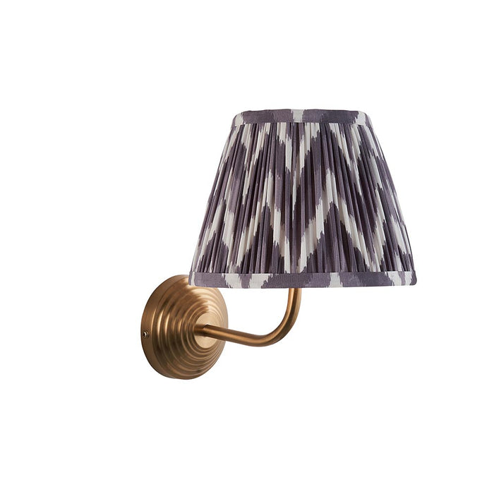 Obelisk Arc And Zigzag 20cm Pearl Grey Shade Wall Light In Brushed Aged Brass