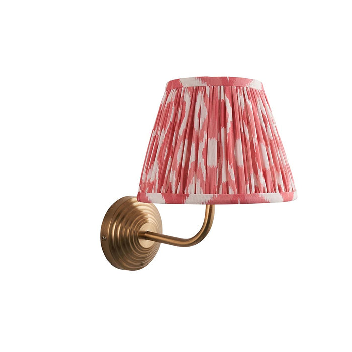 Obelisk Arc And Ikat 20cm Coral Pink Shade Wall Light In Brushed Aged Brass