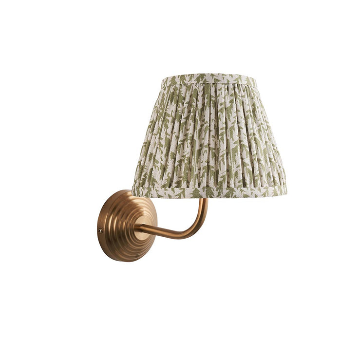 Obelisk Arc And Leaf 20cm Herb Garden Green Shade Wall Light In Brushed Aged Brass