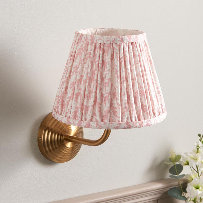 Obelisk Arc And Leaf 20cm Peachy Keen Shade Wall Light In Brushed Aged Brass