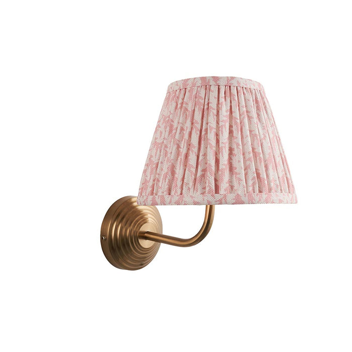 Obelisk Arc And Leaf 20cm Peachy Keen Shade Wall Light In Brushed Aged Brass