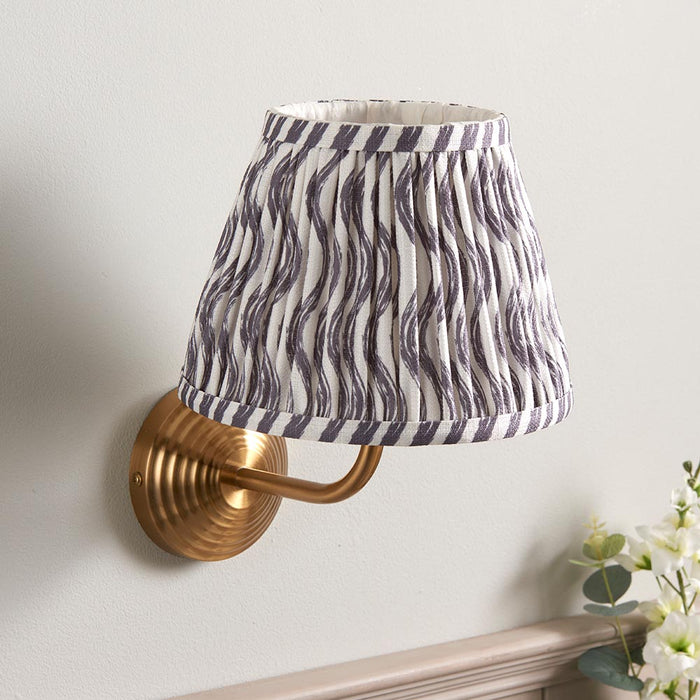 Obelisk Arc And Ripple 20cm Pearl Grey Shade Wall Light In Brushed Aged Brass