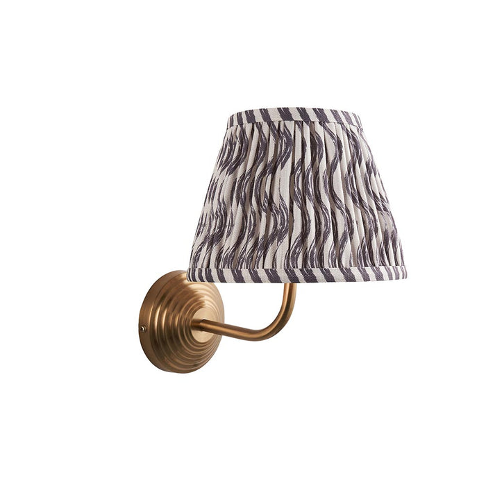 Obelisk Arc And Ripple 20cm Pearl Grey Shade Wall Light In Brushed Aged Brass