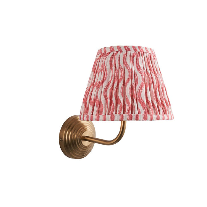Obelisk Arc And Ripple 20cm Coral Pink Shade Wall Light In Brushed Aged Brass