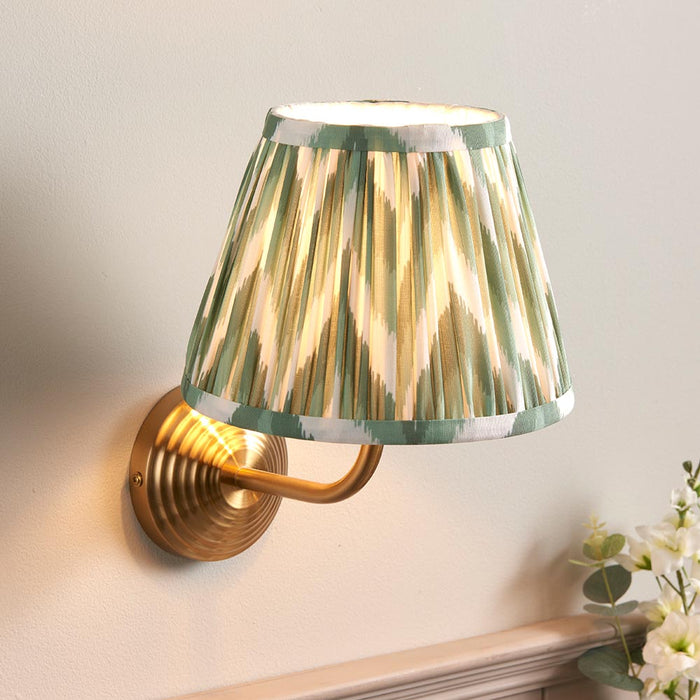 Obelisk Arc And Zigzag 20cm Cotswold Green Shade Wall Light In Brushed Aged Brass
