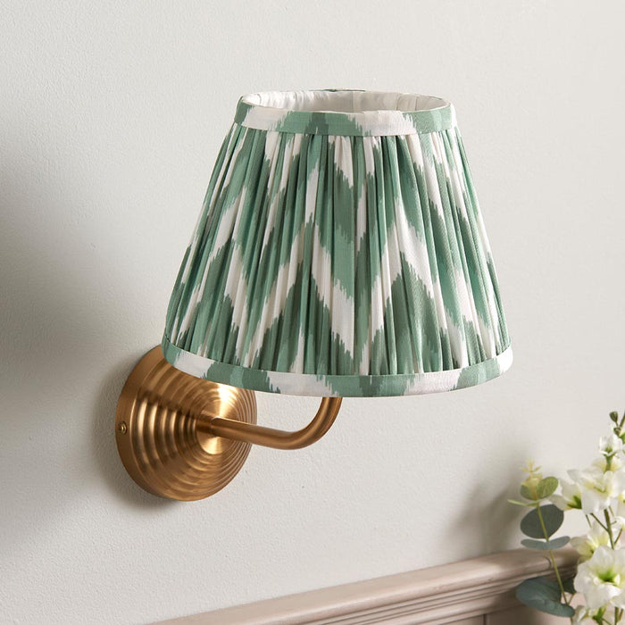 Obelisk Arc And Zigzag 20cm Cotswold Green Shade Wall Light In Brushed Aged Brass