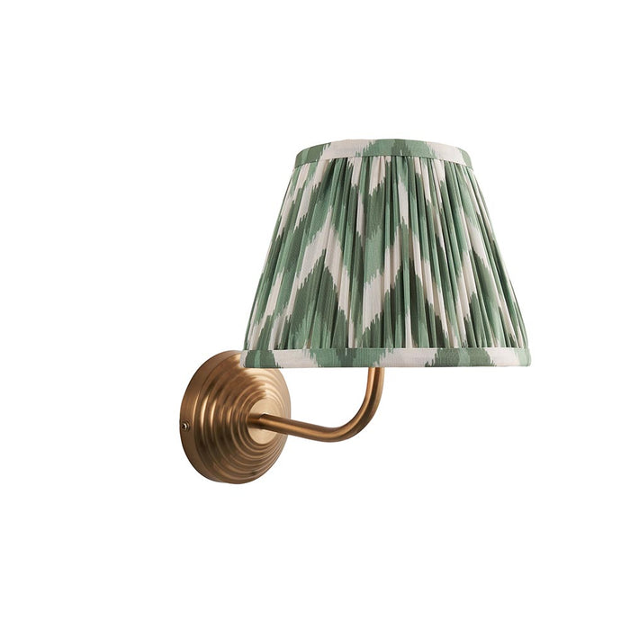 Obelisk Arc And Zigzag 20cm Cotswold Green Shade Wall Light In Brushed Aged Brass