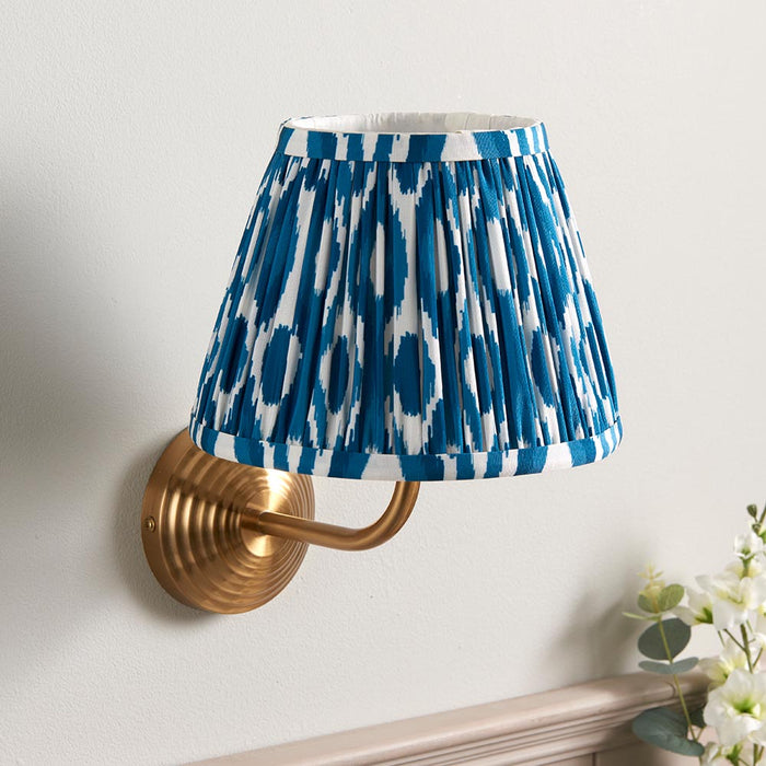 Obelisk Arc And Ikat 20cm Marlin Blue Shade Wall Light In Brushed Aged Brass