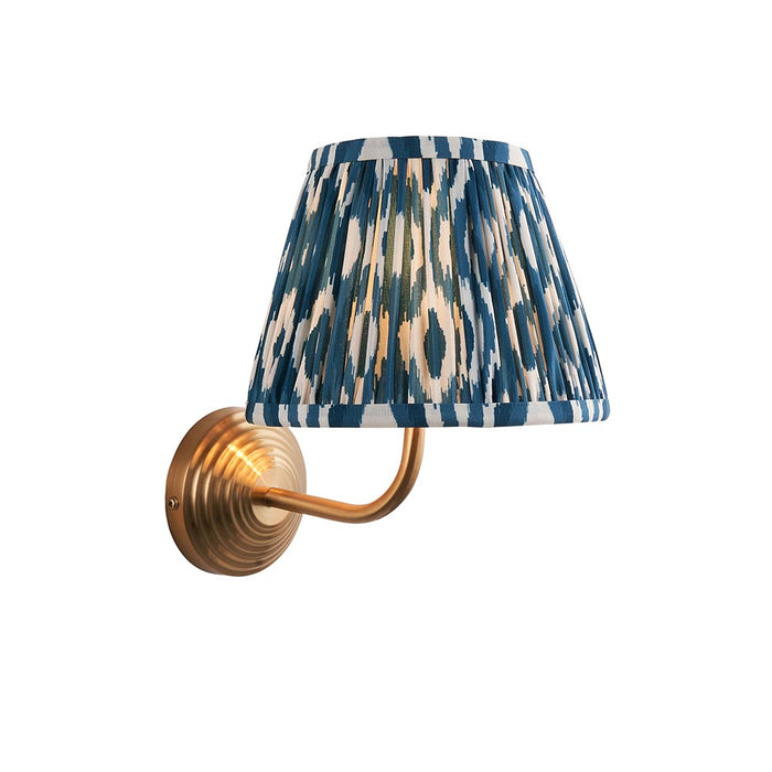 Obelisk Arc And Ikat 20cm Marlin Blue Shade Wall Light In Brushed Aged Brass