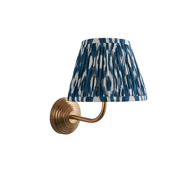 Obelisk Arc And Ikat 20cm Marlin Blue Shade Wall Light In Brushed Aged Brass