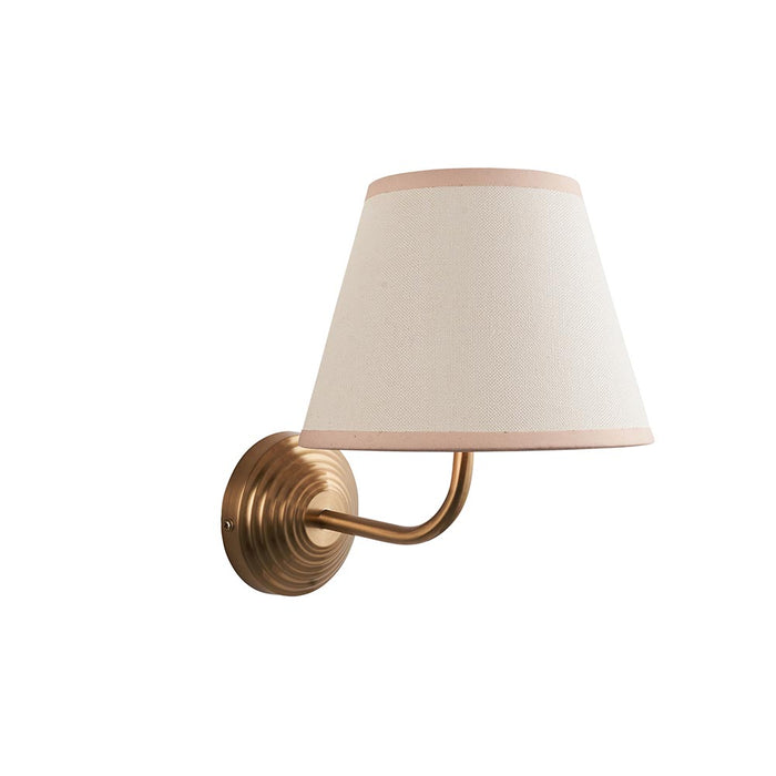 Obelisk Arc And Ivy 20cm Vintage White Shade Wall Light In Brushed Aged Brass