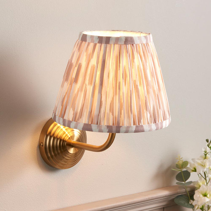 Obelisk Arc And Ikat 20cm Neutral Shade Wall Light In Brushed Aged Brass