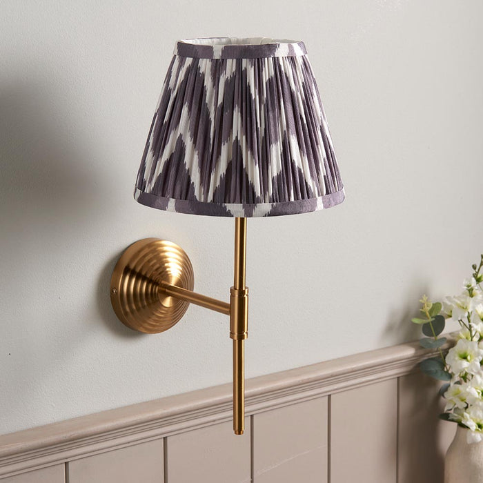 Obelisk T Bar And Zigzag 20cm Pearl Grey Shade Wall Light In Brushed Aged Brass