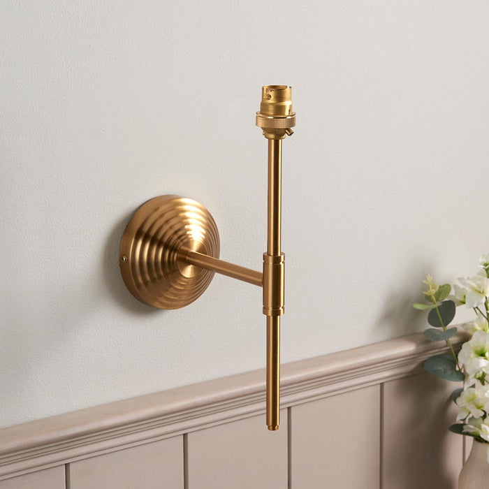 Obelisk T Bar And Zigzag 20cm Pearl Grey Shade Wall Light In Brushed Aged Brass