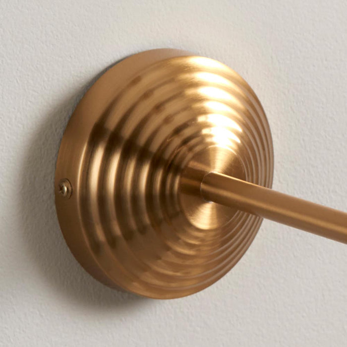Obelisk T Bar And Ikat 20cm Coral Pink Shade Wall Light In Brushed Aged Brass