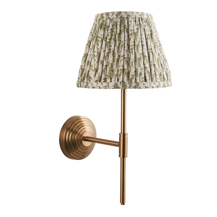 Obelisk T Bar And Leaf 20cm Herb Garden Green Shade Wall Light In Brushed Aged Brass