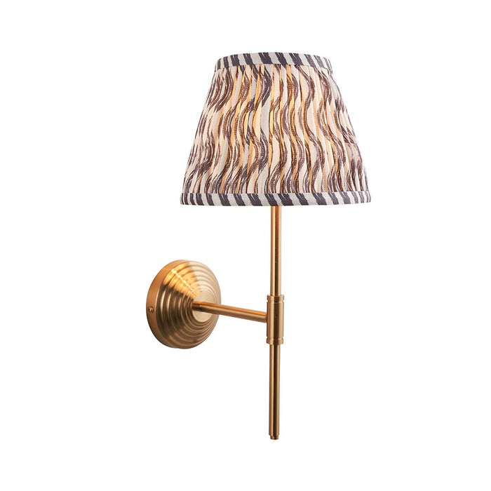Obelisk T Bar And Ripple 20cm Pearl Grey Shade Wall Light In Brushed Aged Brass