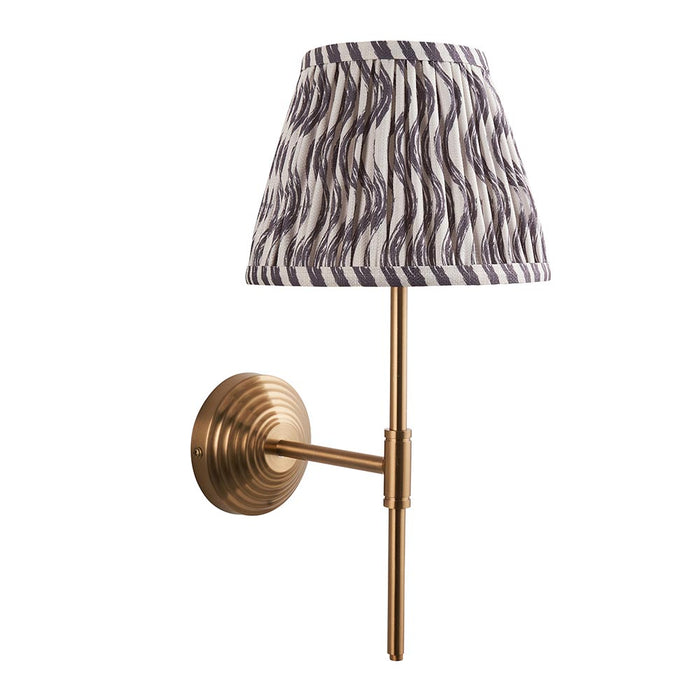 Obelisk T Bar And Ripple 20cm Pearl Grey Shade Wall Light In Brushed Aged Brass