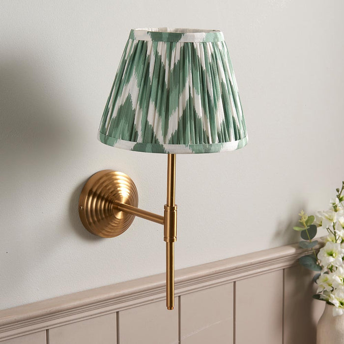 Obelisk T Bar And Zigzag 20cm Cotswold Green Shade Wall Light In Brushed Aged Brass