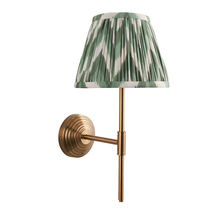 Obelisk T Bar And Zigzag 20cm Cotswold Green Shade Wall Light In Brushed Aged Brass