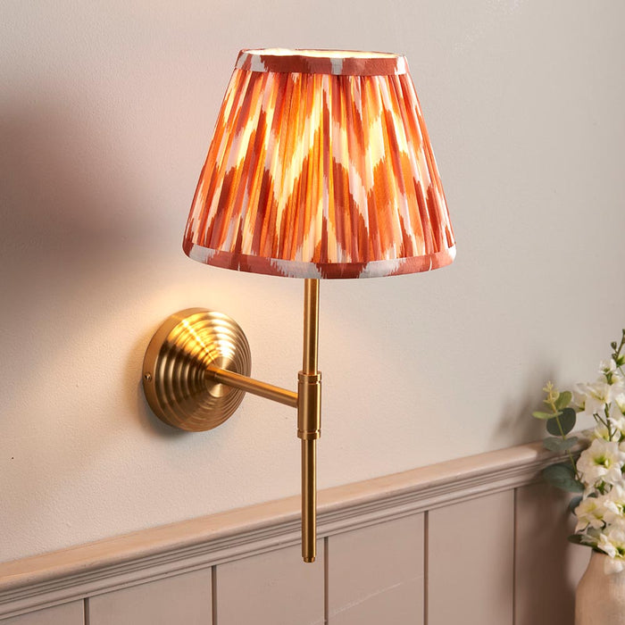 Obelisk T Bar And Zigzag 20cm Apricot Orange Shade Wall Light In Brushed Aged Brass