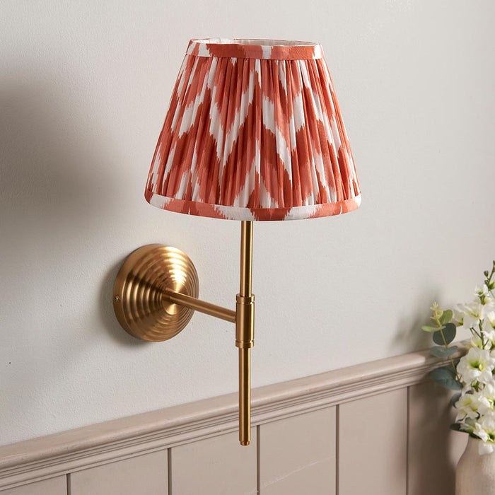 Obelisk T Bar And Zigzag 20cm Apricot Orange Shade Wall Light In Brushed Aged Brass