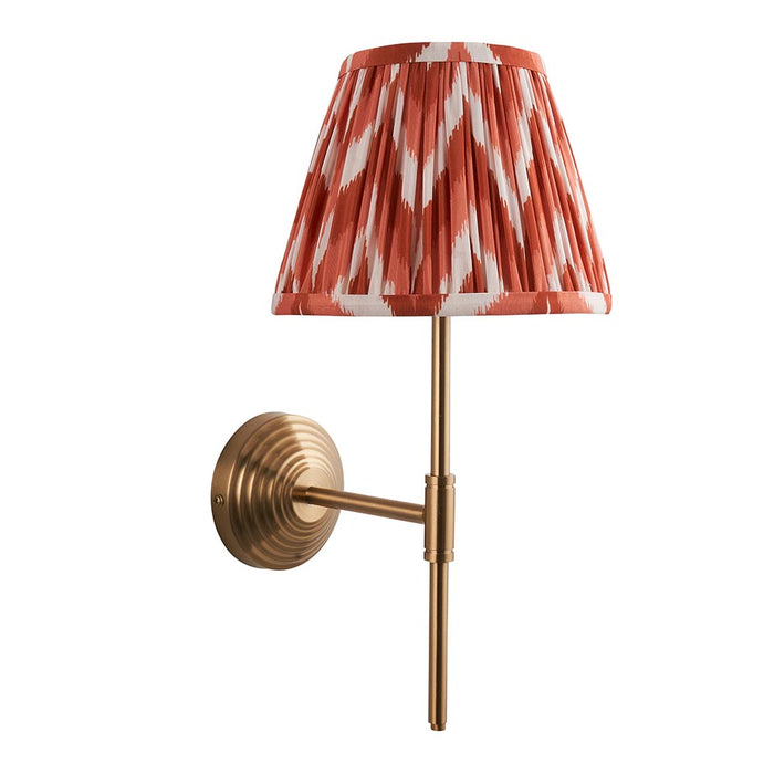 Obelisk T Bar And Zigzag 20cm Apricot Orange Shade Wall Light In Brushed Aged Brass