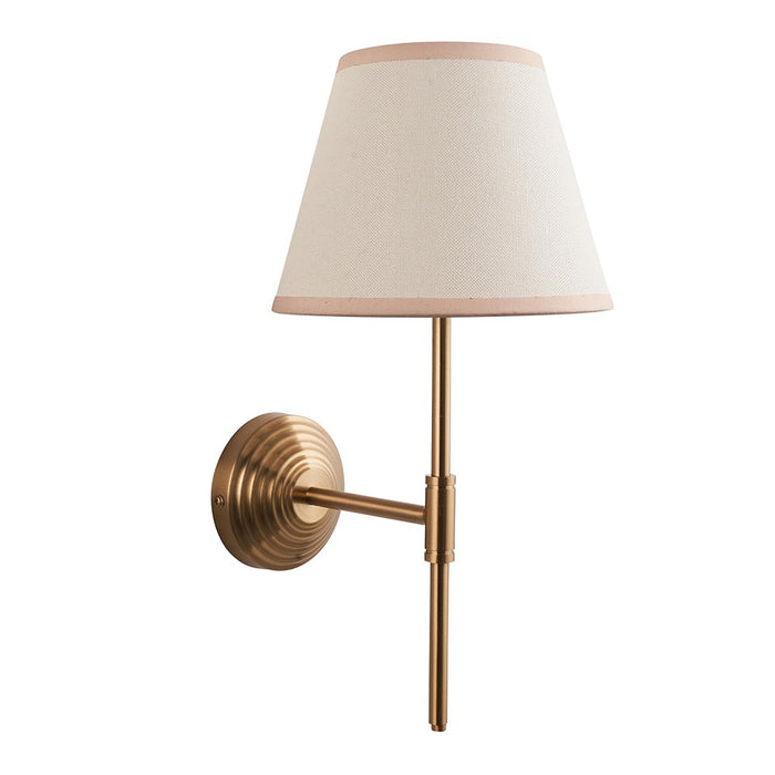 Obelisk T Bar And Ivy 20cm Vintage White Shade Wall Light In Brushed Aged Brass