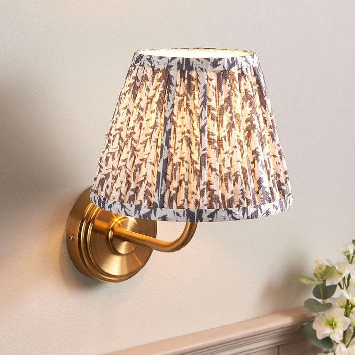 Step Arc And Leaf 20cm Pearl Grey Shade Wall Light In Brushed Aged Brass