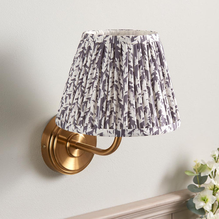 Step Arc And Leaf 20cm Pearl Grey Shade Wall Light In Brushed Aged Brass