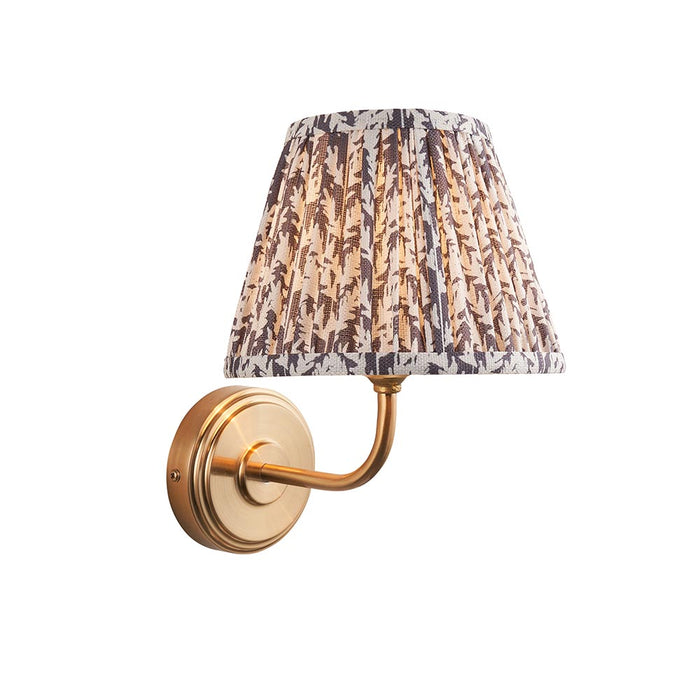 Step Arc And Leaf 20cm Pearl Grey Shade Wall Light In Brushed Aged Brass