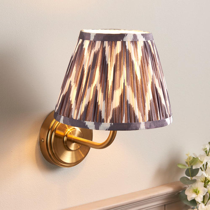 Step Arc And Zigzag 20cm Pearl Grey Shade Wall Light In Brushed Aged Brass