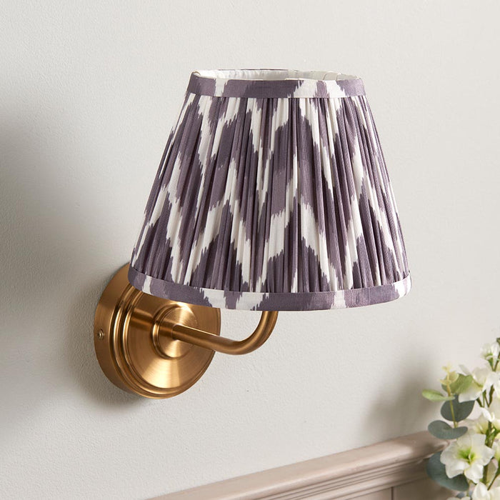 Step Arc And Zigzag 20cm Pearl Grey Shade Wall Light In Brushed Aged Brass