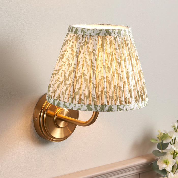 Step Arc And Leaf 20cm Herb Garden Green Shade Wall Light In Brushed Aged Brass