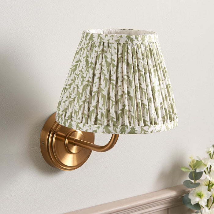 Step Arc And Leaf 20cm Herb Garden Green Shade Wall Light In Brushed Aged Brass