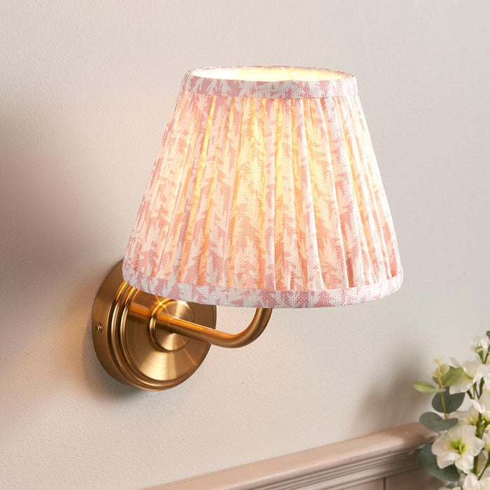 Step Arc And Leaf 20cm Peachy Keen Shade Wall Light In Brushed Aged Brass