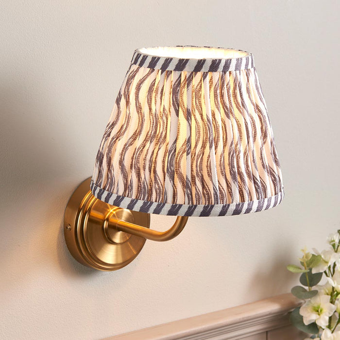 Step Arc And Ripple 20cm Pearl Grey Shade Wall Light In Brushed Aged Brass