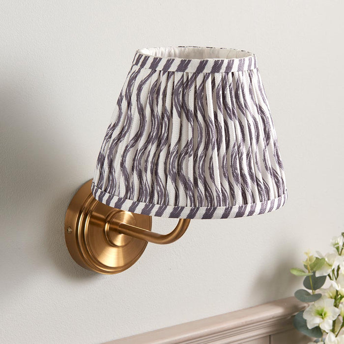 Step Arc And Ripple 20cm Pearl Grey Shade Wall Light In Brushed Aged Brass