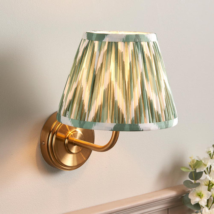 Step Arc And Zigzag 20cm Cotswold Green Shade Wall Light In Brushed Aged Brass