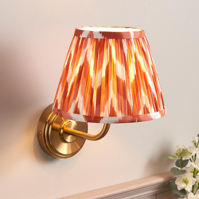 Step Arc And Zigzag 20cm Apricot Orange Shade Wall Light In Brushed Aged Brass