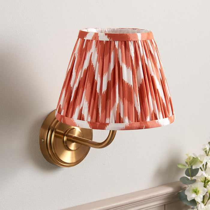 Step Arc And Zigzag 20cm Apricot Orange Shade Wall Light In Brushed Aged Brass