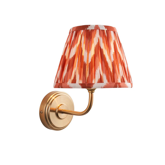 Step Arc And Zigzag 20cm Apricot Orange Shade Wall Light In Brushed Aged Brass