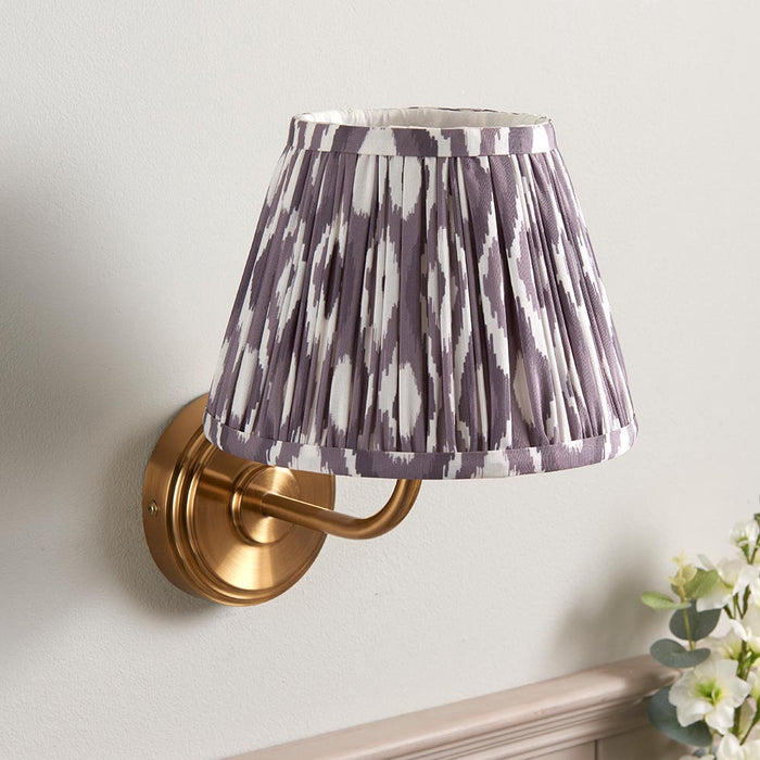 Step Arc And Ikat 20cm Pearl Grey Shade Wall Light In Brushed Aged Brass