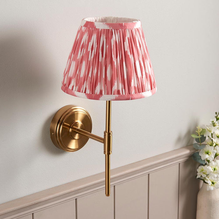Step T Bar And Ikat 20cm Coral Pink Shade Wall Light In Brushed Aged Brass