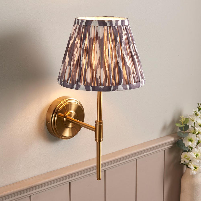 Step T Bar And Ikat 20cm Pearl Grey Shade Wall Light In Brushed Aged Brass
