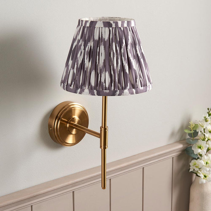 Step T Bar And Ikat 20cm Pearl Grey Shade Wall Light In Brushed Aged Brass