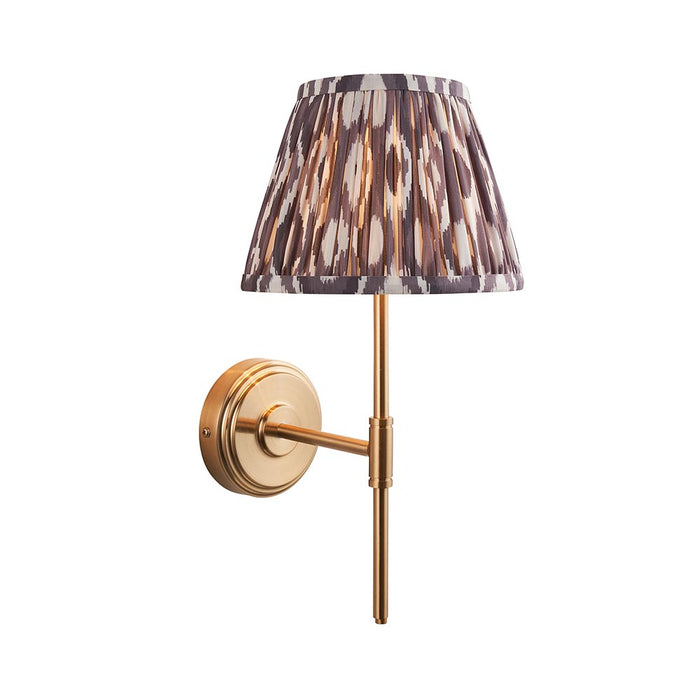 Step T Bar And Ikat 20cm Pearl Grey Shade Wall Light In Brushed Aged Brass